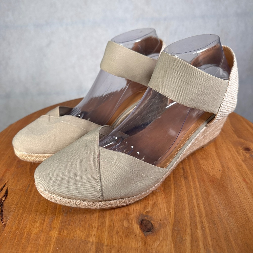 Comfortview Abra Espadrille Wedge Women 12WW Tan Excellent Elastic Strap Sandal